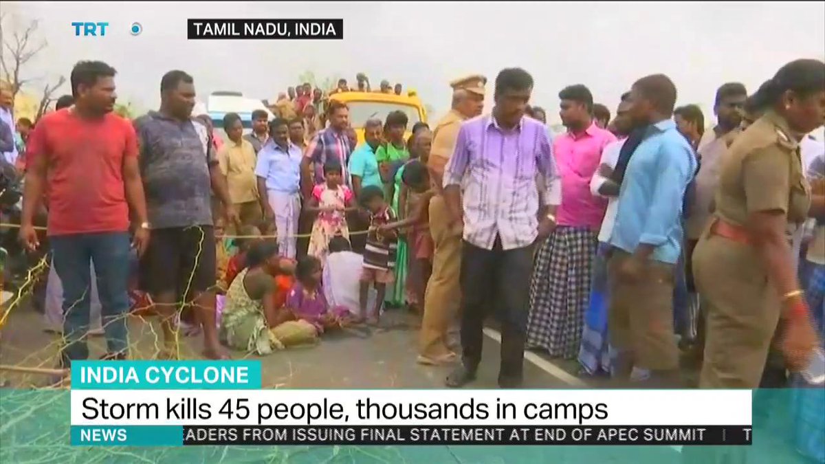 Cyclone Gaja kills at least 45 people in southern India as it causes massive floods, collapse of homes and electrocution    