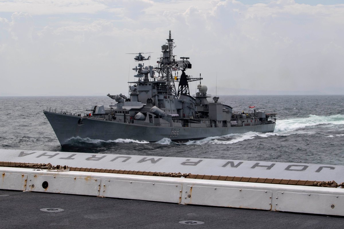 India's 4 active Rajput-class destroyers are modified Soviet Project 61 Kashin-class ships, the newest of which, RANVIJAY D55 was maneuvering last week with USS JOHN P MURTHA LPD26 in the Indian Ocean. 