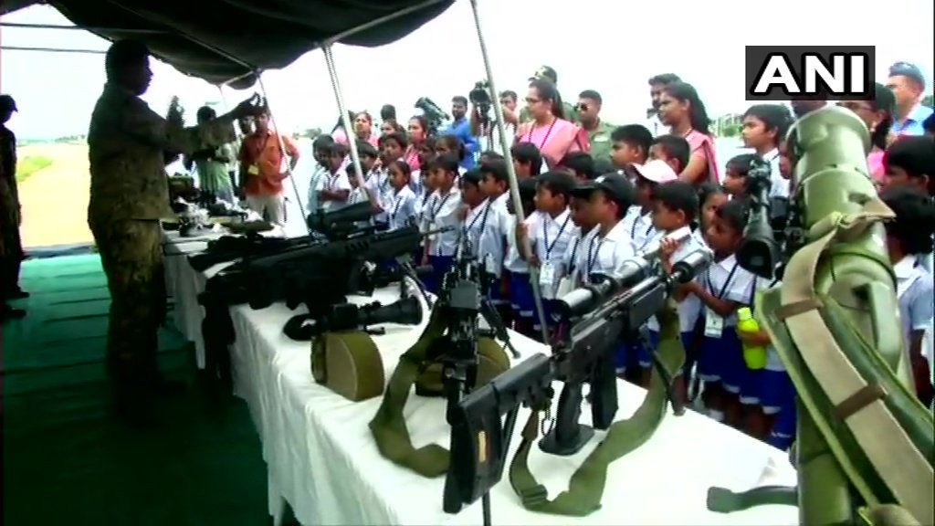 Tamil Nadu: Indian Air Force organised an air show and display of their fighter aircraft & helicopters, and weapons at Sulur Air Force Station, near Coimbatore, ahead of Air Force Day which will be celebrated on October 8. 