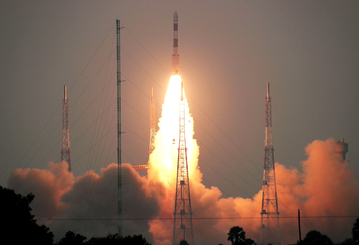 Views of PSLVC47 lift off from Sriharikota.  
