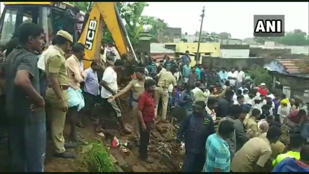 Tamil Nadu: 15 persons dead after a compound wall collapsed & damaged three houses in Nadoor Kannappan Layout in Mettupalayam today morning, following heavy rain in the region. Rescue operation underway