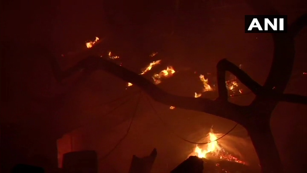 Delhi: A fire broke out at the Chuna Bhatti slum area in Kirti Nagar. 29 fire tenders on the spot. Fire-fighting operations underway