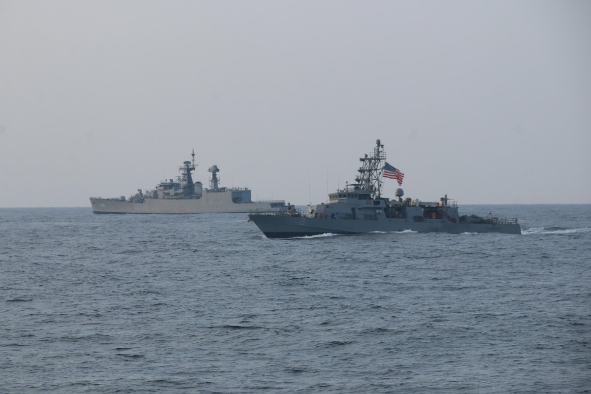 USS Tempest (PC 2) and USS Typhoon (PC 5) participated in a passing exercise with Indian frigate INS Betwa in the Gulf of Oman, Dec. 30, demonstrating mutual commitment to regional maritime security and stability
