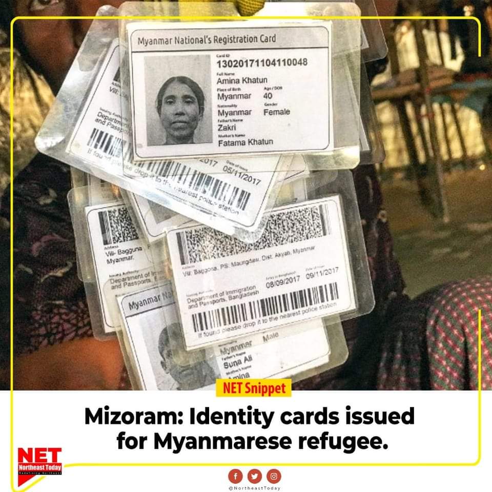 The Mizoram government has started issuing identity cards to Myanmarese refugees who have taken shelter in the northeastern state following the military takeover of the neighboring country in February last year, a Home Department official said on Saturday