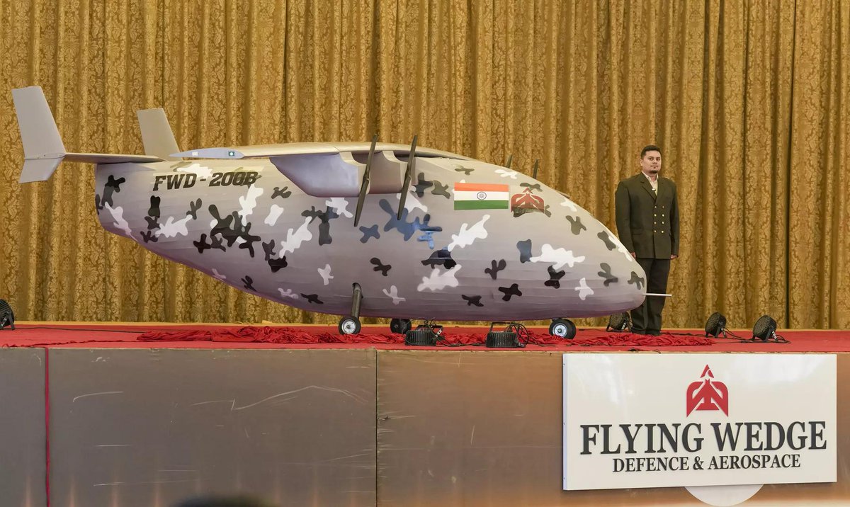 India’s first indigenous bomber UAV unveiled in Bengaluru. The FWD-200B is a medium-altitude, long-endurance (MALE) unmanned combat aerial vehicle designed and manufactured entirely in India